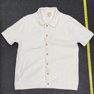 J.Crew short-sleeve heritage cotton pointelle-stitch sweater-polo